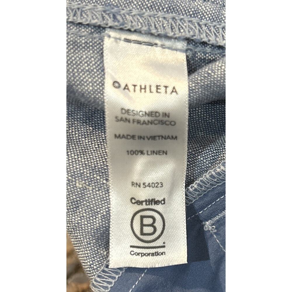 Athleta Women’s Chambray Blue Cabo Linen Mid Rise Wide Leg Pant Size 4 NWT - Picture 9 of 9